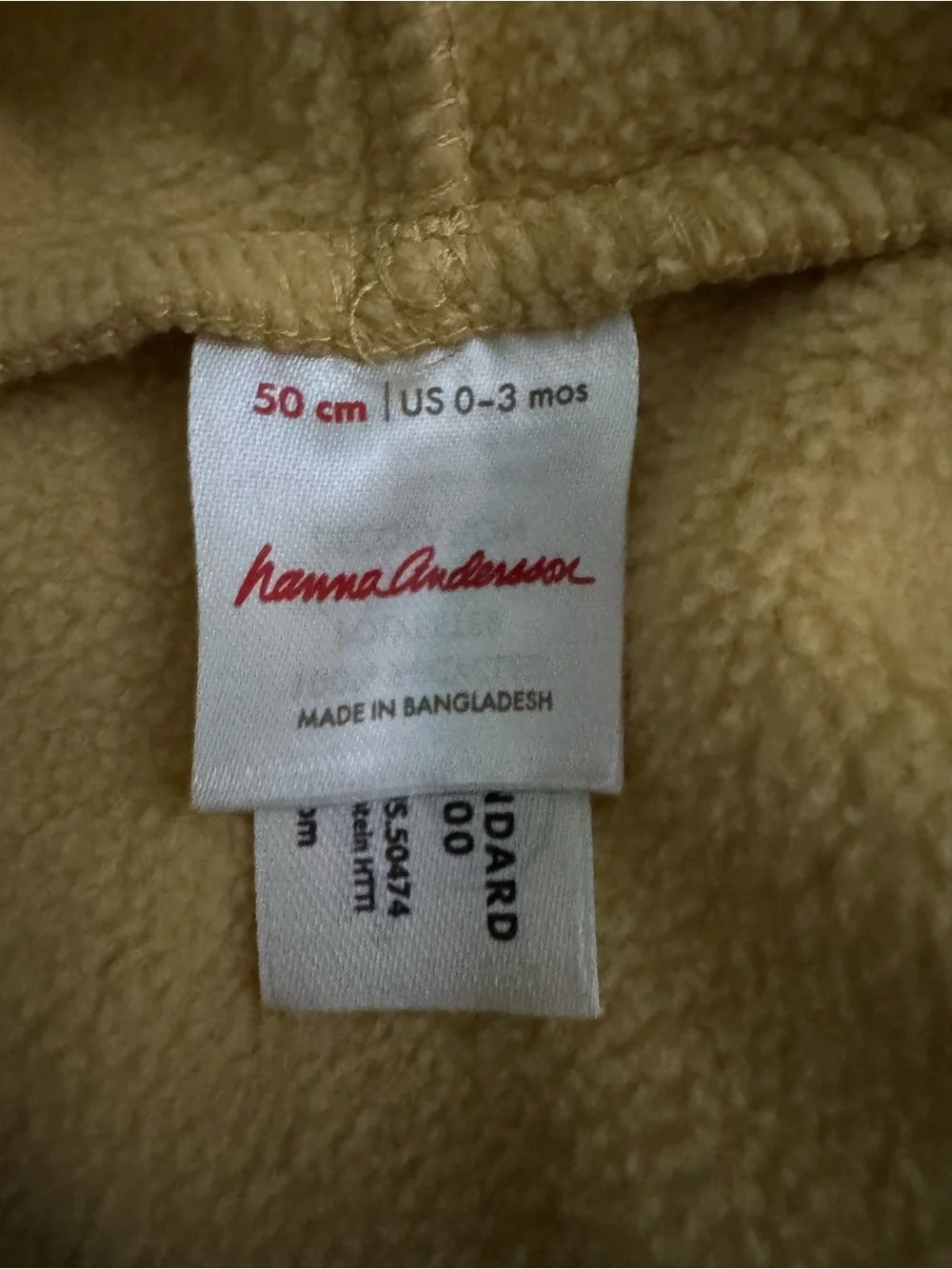 Hanna Andersson Gold Fleece Jacket Unisex size 0-3 Mo